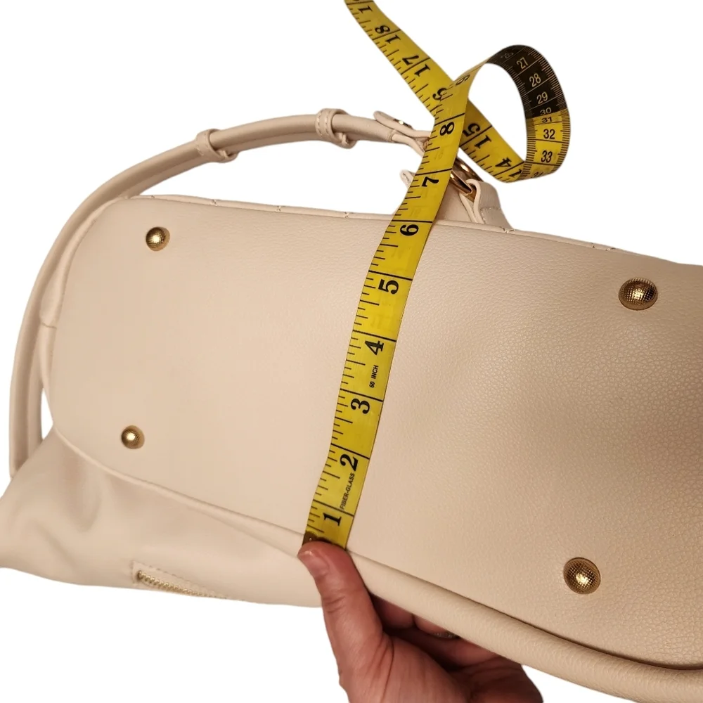 Quilted White Sand Hobo Bag